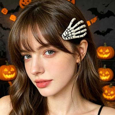 2 шт. Готические темные заколки для волос, Заколки для челки, Костяные зажимы для волос в виде скелета для Хэллоуина, Косплея, Фотографических реквизитов