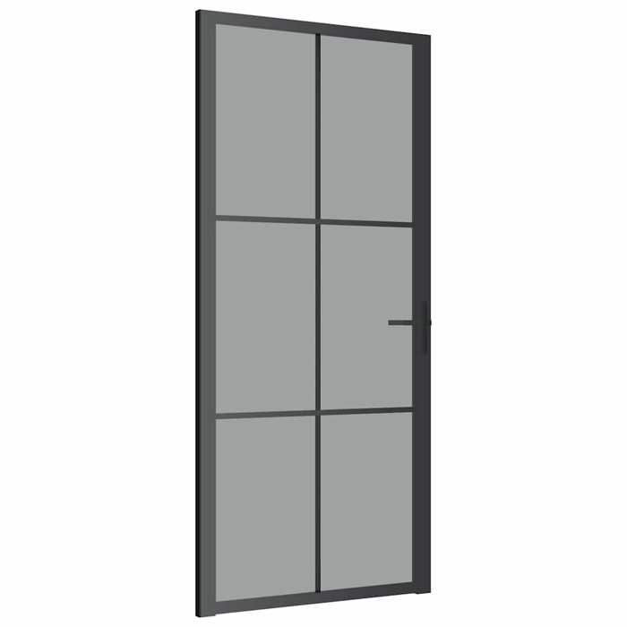 VidaXL Porte intérieure 93x201,5 cm Noir Verre ESG et aluminium 350566