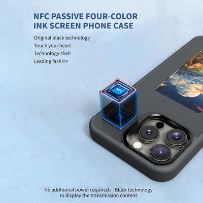 Для iPhone 16 Pro Чехол для телефона с E Ink дисплеем 4-цветный рисунок Настраиваемый чехол