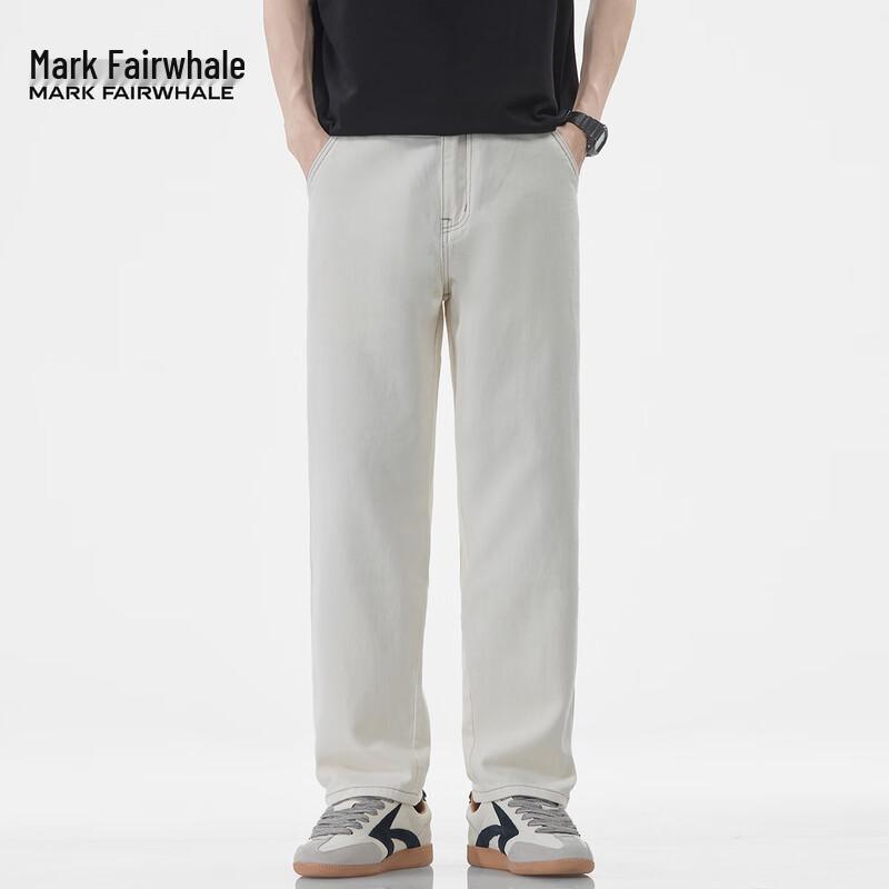 Mark Fairwhale Men's Loose Straight White Jeans