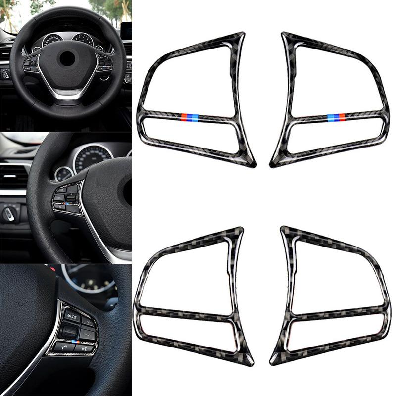 2pcs/Set Car Steering Wheel Button Frame Cover Trim Carbon Fiber Interior for BMW 1 2 3 4 Series F20 F21 F30 F32 F34 Auto Parts