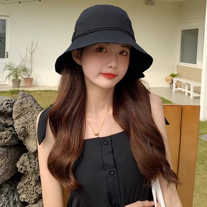 Женская нестандартная хлопковая шляпа-ведро с козырьком от солнца, однотонные широкие козырьки, тонкие рыболовные шляпы JK Korean Girl Travel Basin Cap