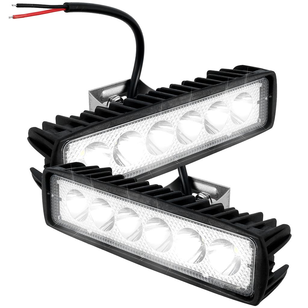 12V Car LED Light Bar 18W 6000K Super Bright Car LED Work Light IP67 Waterproof Flood Spot Light White Off Road Head Lights 2025