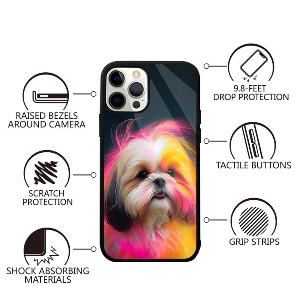 Shih Tzu Painting Cute Animal Phone Case For iPhone 15,14,13,12,11,Plus,Pro,Max Mini Magsafe Magnetic Wireless Charging