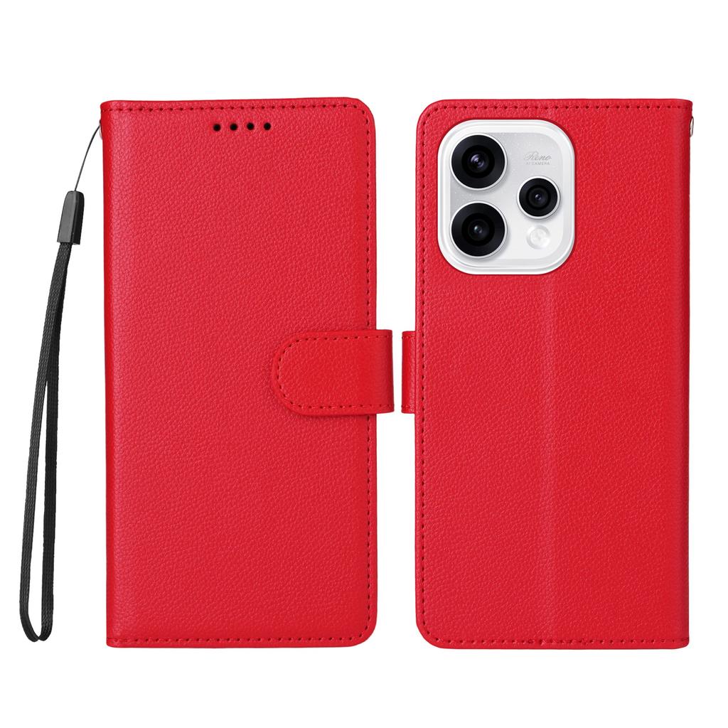 Для Oppo Reno15 5G (Глобальный)/Reno15c 5G (Китай) Чехол для телефона из искусственной кожи с защитой от RFID, тремя слотами для карт и ремешком на запястье.