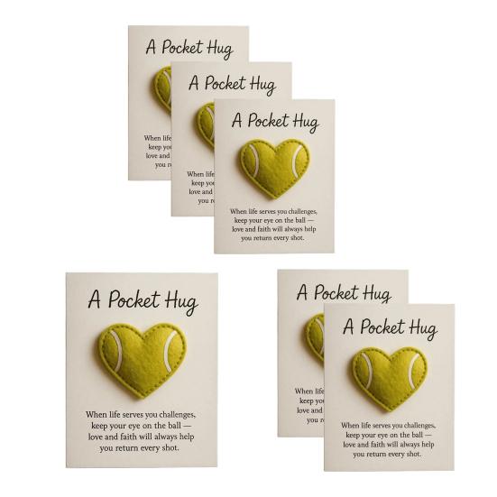 1/2/3Pcs Love Heart Tennis Pocket Hug with Positive Card Emotional Support Heart Shaped Ball