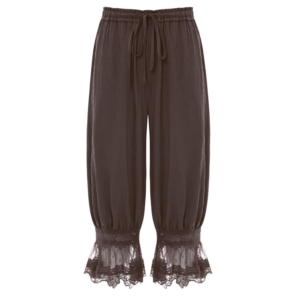 Женские длинные штаны-шаровары для дома, свободные штаны-афгани, эластичный пояс на шнурке, средневековый стиль, брюки миди