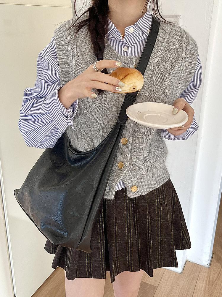 Сумка-тоут, большая вместительная сумка, женская, новая, простая, мягкая, кожаная, сумка через плечо, сумка-мессенджер в стиле ретро для матери и ребенка