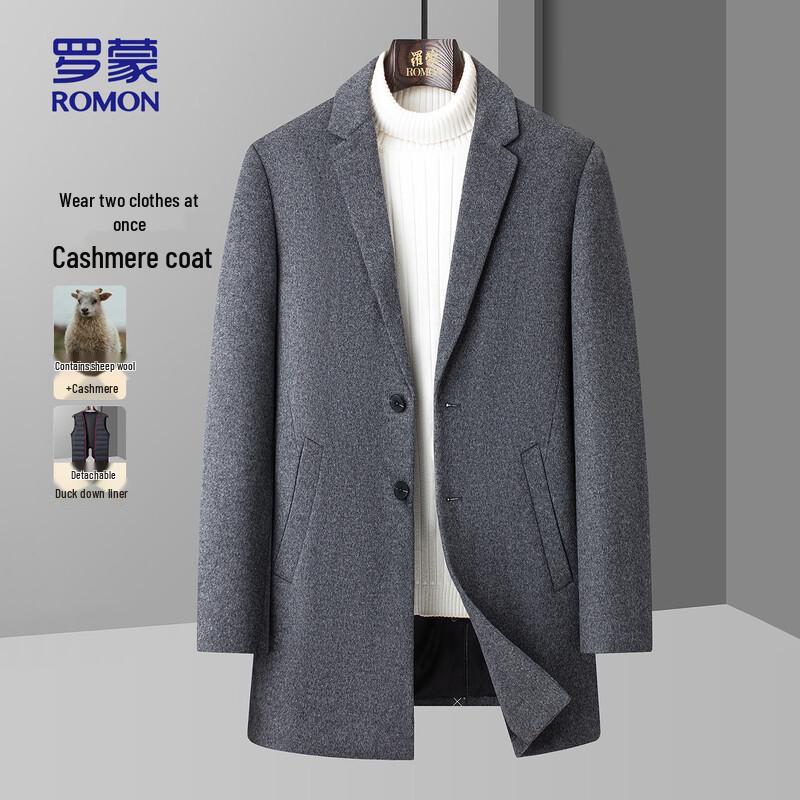 ROMON Мужское полупальто средней длины из смесовой шерсти с подкладкой из пуха