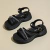 CRLAYDK Summer Women's Rhinestone Strap Sandals Walking Ankle Strap Fashion Platform Casual Slippers Soft Wedge Open Toe Shoes