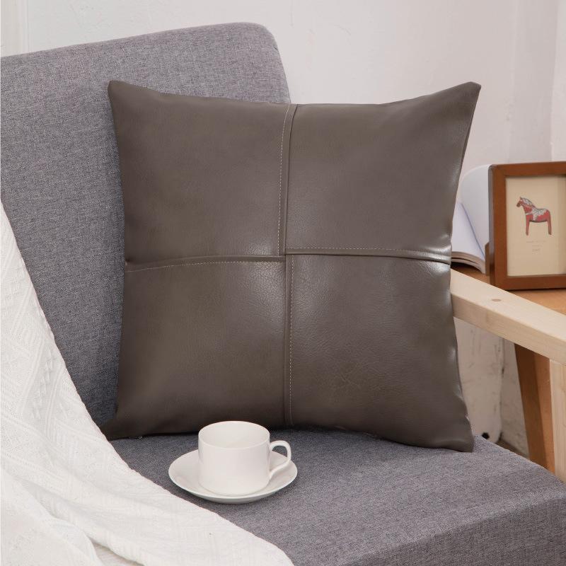 Однотонная легкая роскошная кожаная подушка, винтажная подушка для сращивания, образец спинки, диванная подушка для комнаты, мягкая сумка, наволочка