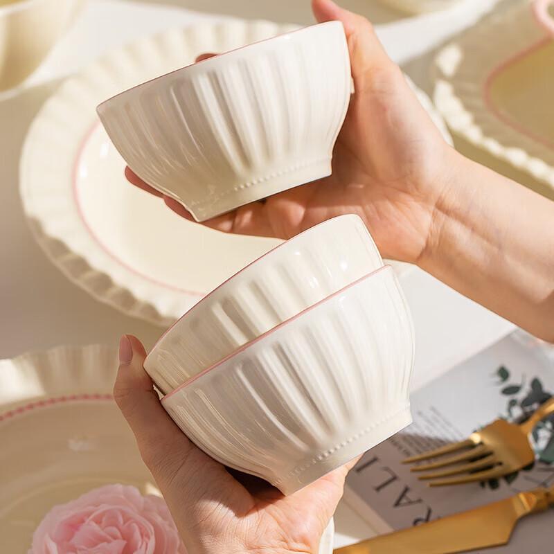 Nordic Pink Ceramic Dinnerware Set - 42 Pieces