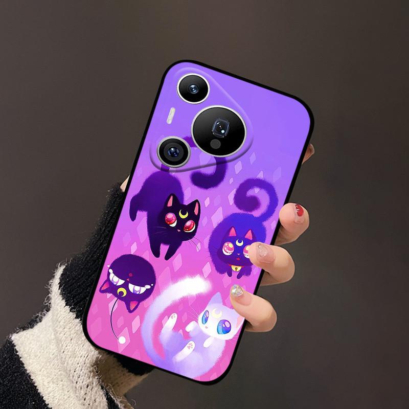 Чехол для Huawei Pura 70 Черный Матовый Милый Мягкий Силиконовый ТПУ Чехлы для Pura70 Pro Pura 70 Pro+ Плюс Ультра Чехол Защитный Fundas