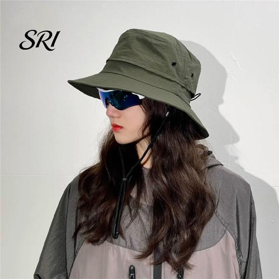 Camping Bucket Hat Foldable Quick-Dry Breathable Mesh Fisherman with Wide Brim Adjustable Windproof Rope Sun Protection Summer
