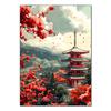 DIY Алмазная картина Японский природный пейзаж Полная алмазная мозаика Стразы Вышивка Сакура Искусство Вышивка крестом Домашний декор