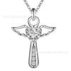 Jesus Cross Love Angel Heart Wing Silver Pendant Necklace 18inch Women Girl Lady Gift