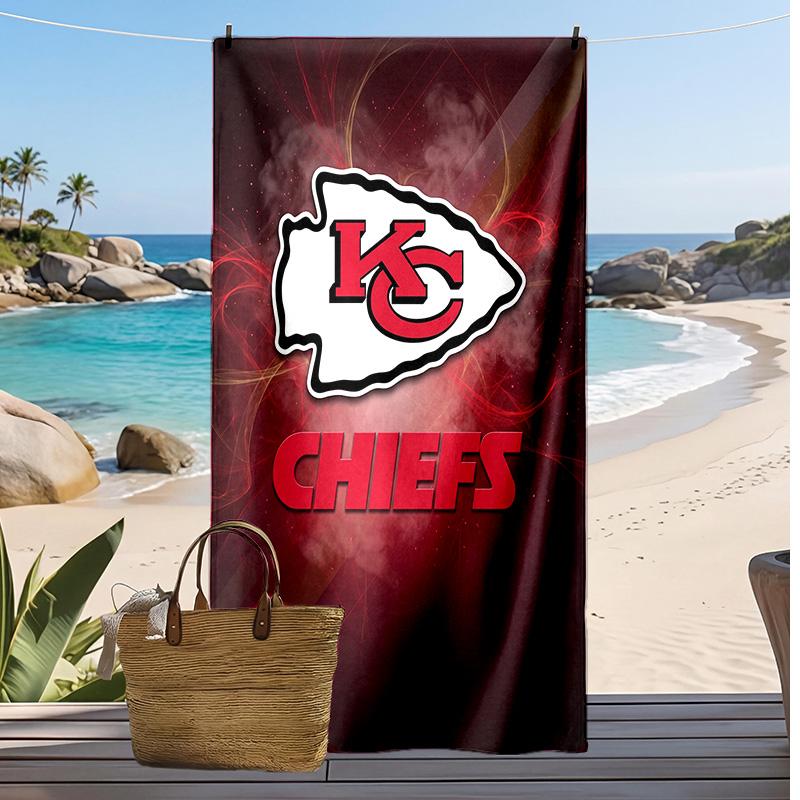 Kansas City Chiefs Print Beach Towel Soft Portable Quick?dry Towel For Pool Summer Vacation Outdoor Sport