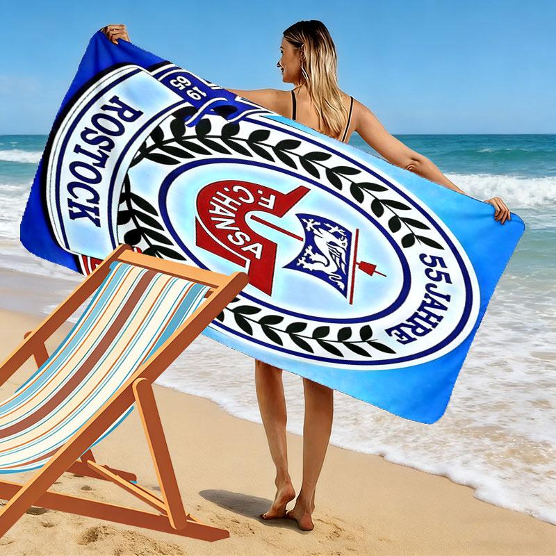 FC Hansa Print Beach Towel, Large Soft Quick Dry Towel for Beach Camping Swimming