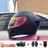 Full Face Motorcycle Helmet With Dual Visor Winter Warm Lining Bluetooth Slot Scooter Riders Men Women All Season