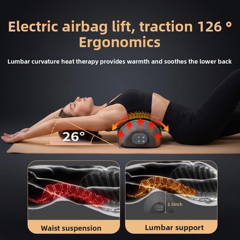Electric Airbag Massage Pillow for Neck and Waist with Vibration Heat Air Pressure Four Buttons 2500mAh Battery