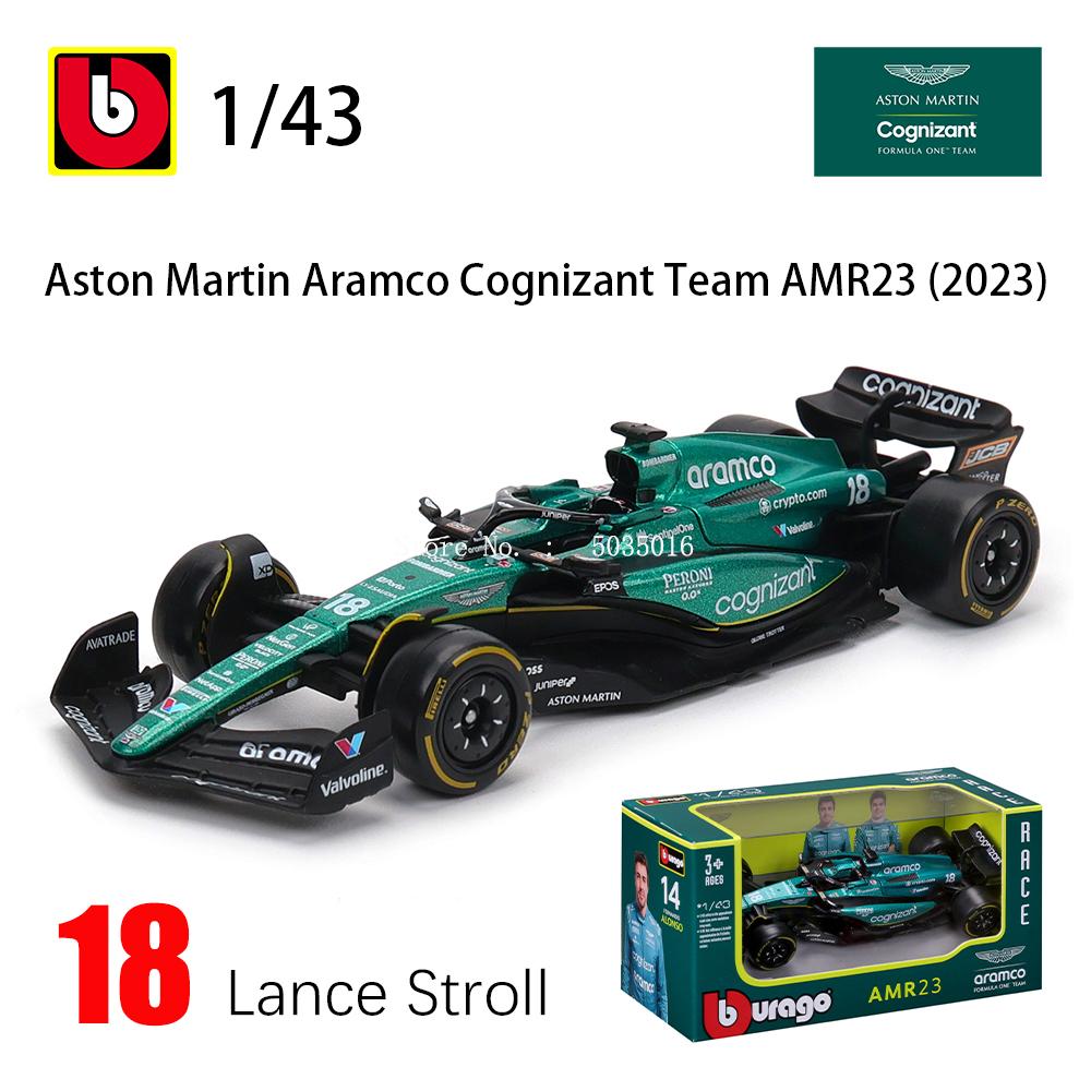 Ббураго 1:43 2023 F1 Aston Martin №14 Фернандо Алонсо №18 Лэнс Строллович Сплав Люксовая Литая Модель Автомобиля Серия Игрушек