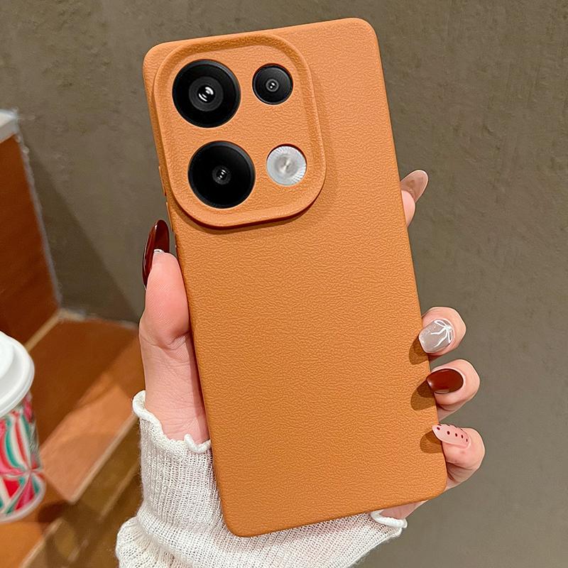 Тонкий чехол из однотонной кожи с текстурой для Xiaomi 13T Poco X6 Pro M6 Redmi Note 14 13 Pro 12 11, матовый мягкий противоударный чехол для защиты линз от ударов