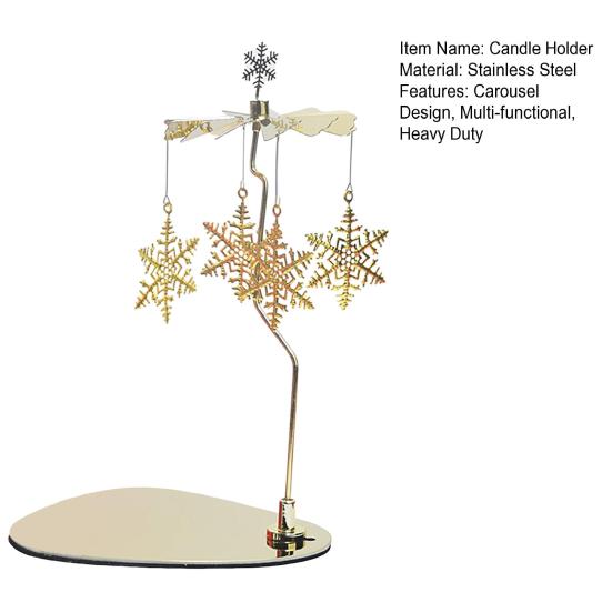 Spinning Candle Holder with Tray Stainless Steel Rotating Golden Carousel Tea Light Candle Stand Table Centerpiece Party Decoration