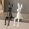 Ceramic Bunny Figurine Sitting Rabbit Sculpture Minimalist Bunny Statue for Counter Desk Bookshelf Home Bar Office Decoration