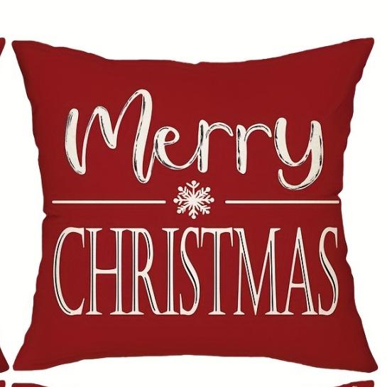 1pc Red Christmas Cushion Cover Snowman Deer Printed Durable Cover 2025 New for Home Ornament Xmas New Year Christmas Decoration