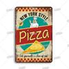 Tin Sign FastFood Pizza Hot Dog Hamburgers Ice Cream Fries Pop Corn Metal Vintage Plaque Metal Retro Plate Kitchen Wall Decor