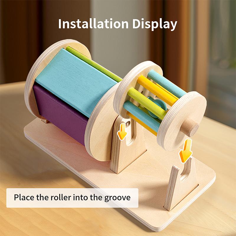 Детский Монтессори Деревянный Вращающийся Барабан Раннее Развитие Младенцев Для Мальчиков Девочек Малышей Развивающий Рождественский подарок для 1-3 лет