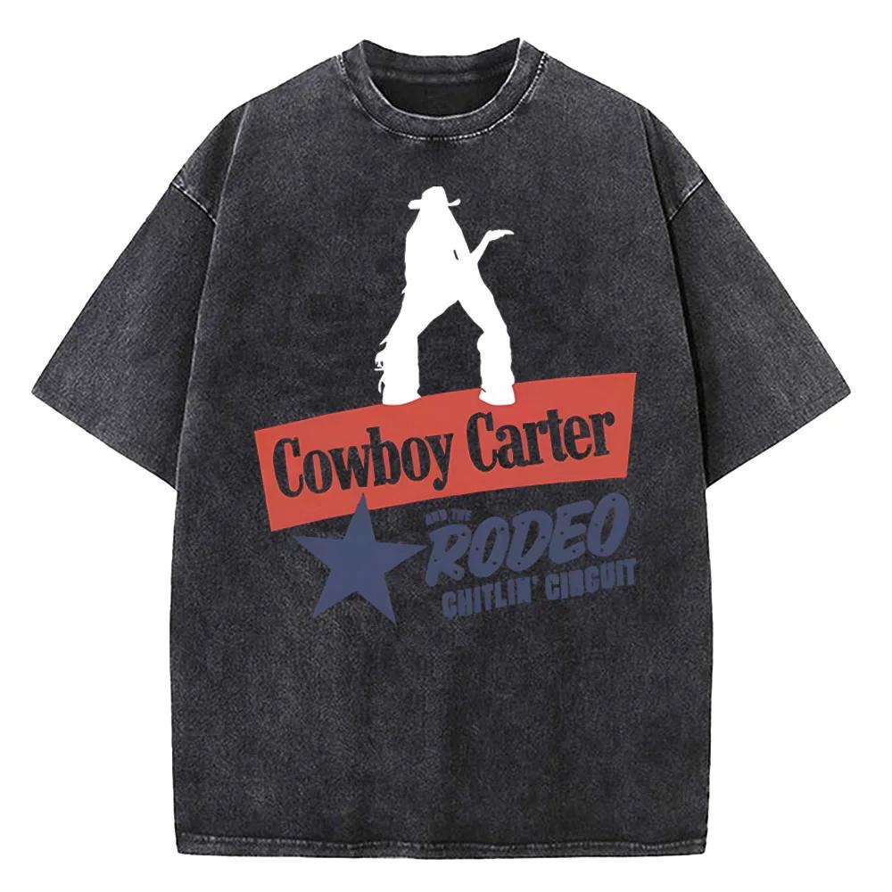 Cowboy Carter Album Beyonce 2026 Tour Vintage Washed T Shirt Men Women Streetwear Hip Hop T-Shirts Summer Tees Tops Cotton