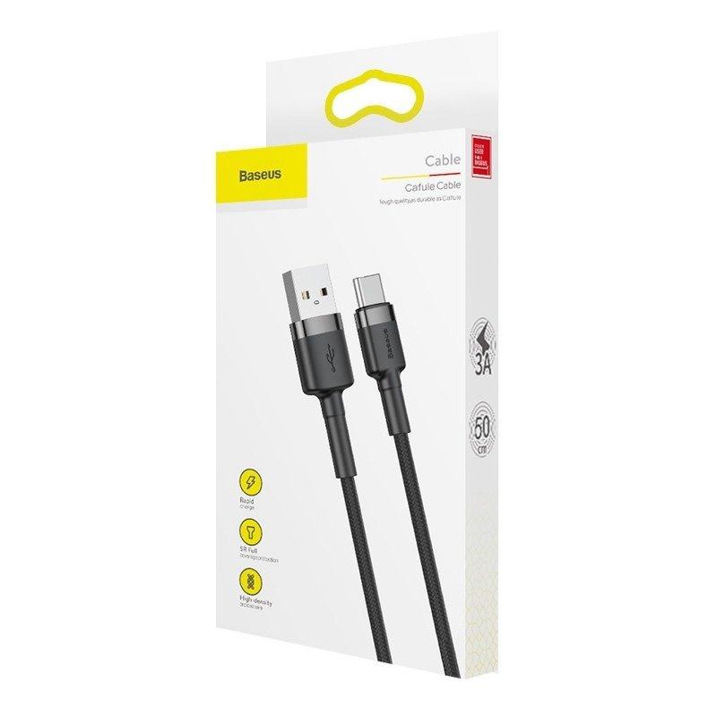 Kabel Usb Do Usb-C Baseus Cafule 3A 1M (Szaro-Czarny)