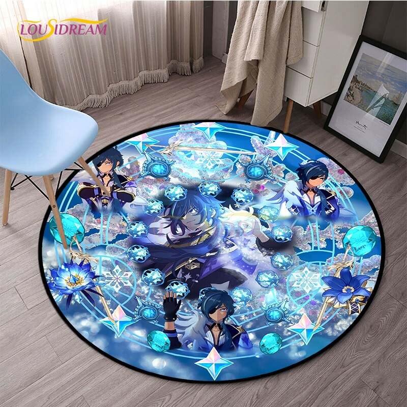 Genshin Impact круглые коврики для спальни, ковры с героями мультфильмов для гостиной, детский мягкий ковер, противоскользящий коврик для пола, домашний декор, кемпинг, пикник