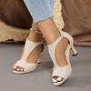 Heeled Sandals Women  New Simple Back Zipper Fishmouth High Heels Women Shoes Summer Fashion Stiletto Women Sandals