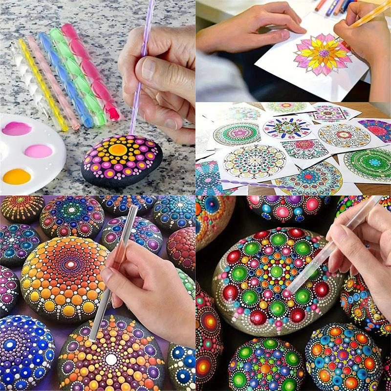 16PCS Mandala Dotting Tool Set For Painting Rocks Mandala Art & Ceramic Pottery Craft With Dotting Tool Acrylic Sticks Templates