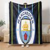 Manchester City Crest Flannel Blanket, Soft Polyester, Modern Design, All-Season for Camping, Travel, Gifts for holidays or birthdays