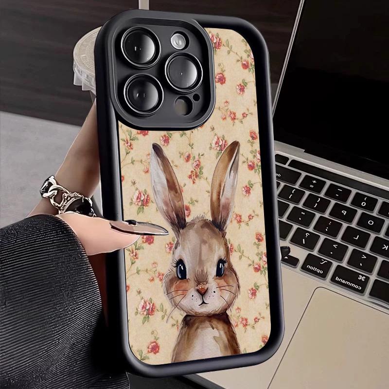 Ретро Цветочный Кролик Силиконовый Чехол Для Телефона Для Samsung Galaxy S25 S24 S23 S22 S21 Ultra Plus S20 FE A55 A54 A15 A35 Чехол