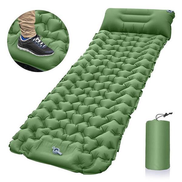 Сверхлегкий надувной кемпинговый коврик со встроенным ножным насосом и воздушной подушкой