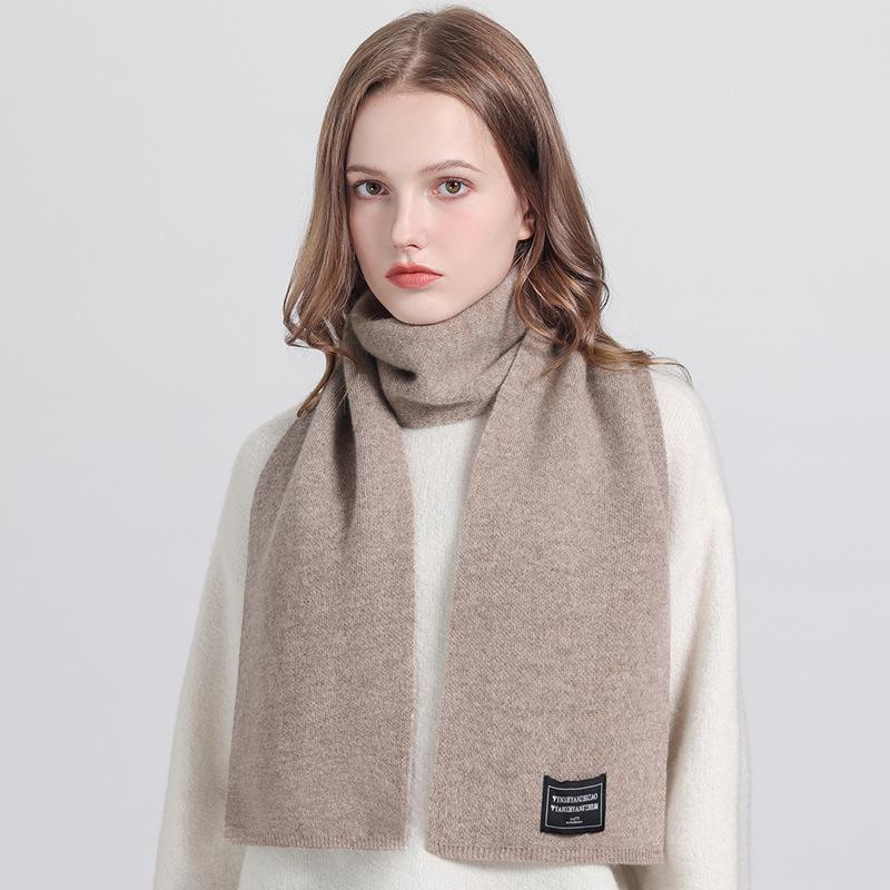 2025 New Small Wide Wool Scarf Solid Color Simple Versatile Shawl Fashion Autumn and Winter Warm Scarf