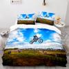 Dirt Bike Duvet Cover Set Motocross Rider Comforter Cover Motorcycle Extreme Sport Game Polyester Bedding Set For Kid Boys Teens