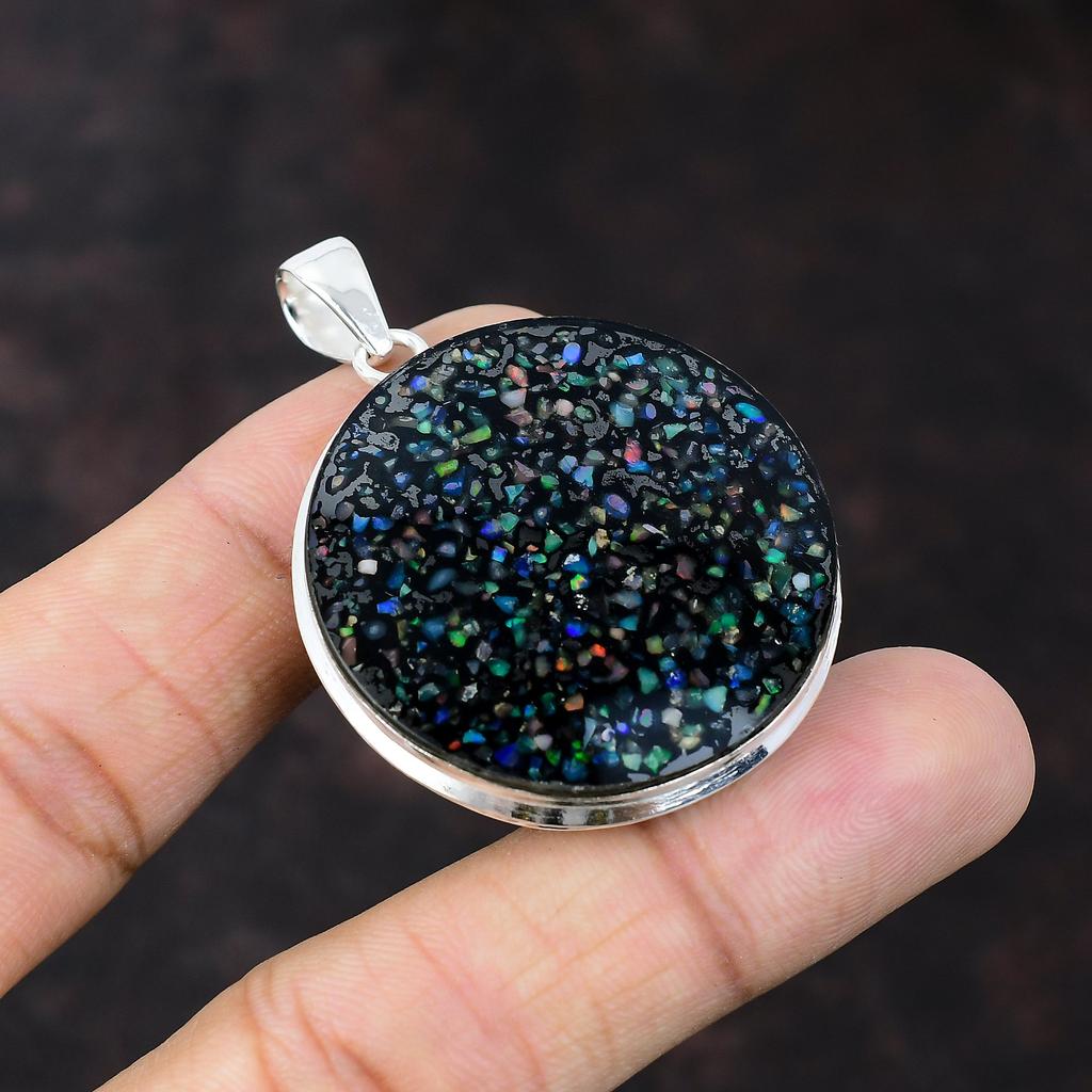 Black Ethiopian Opal Pendant Unique Design Jewelry 925 Sterling Silver Pendant Handmade Pendant Top Quality Gemstone Jewelry Gift For Friend