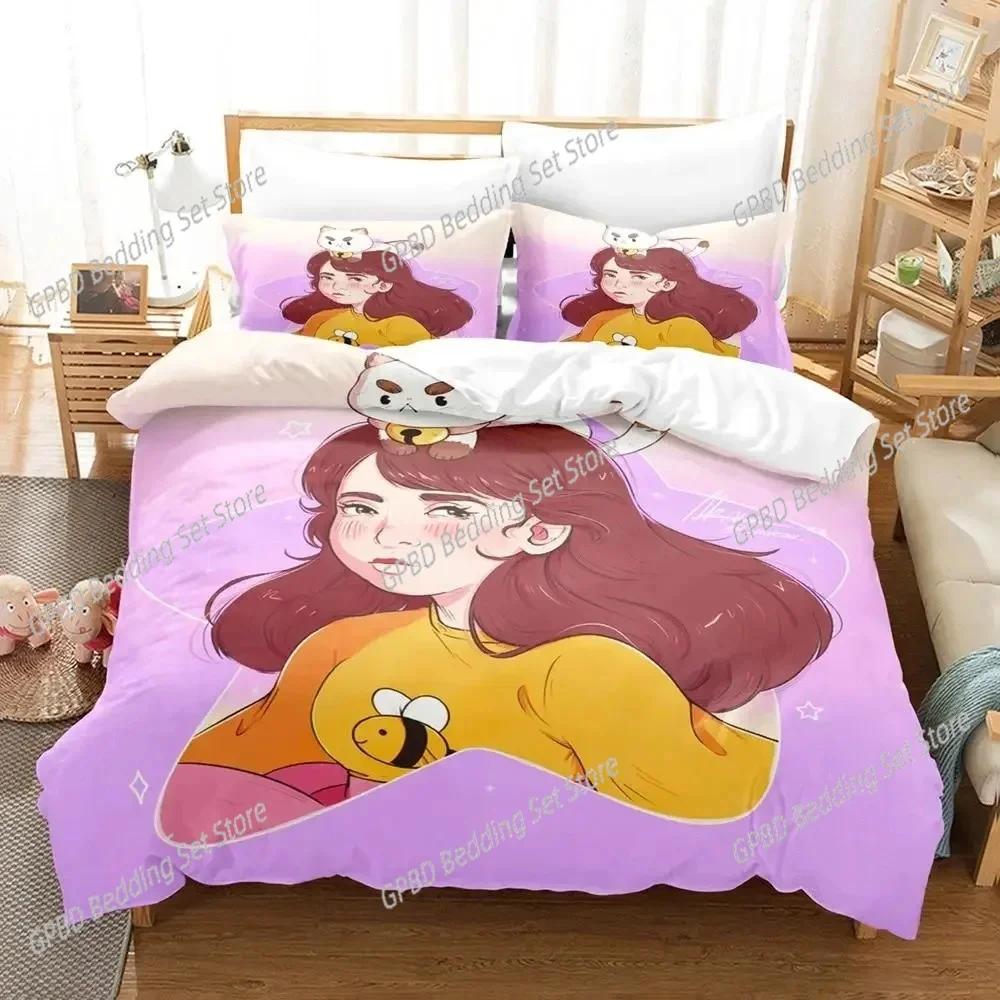 Мультяшный Пчела PuppyCat 3D НОВЫЙ Пододеяльник Наволочка Комплект Постельного Белья Взрослый Мальчик Девочка Украшение Спальни Детская Односпальная Двуспальная Большая