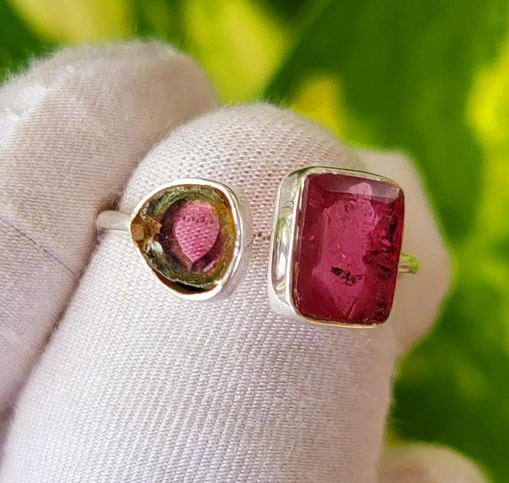 Кольцо из натурального розового необработанного арбузного турмалина из стерлингового серебра 925 пробы 8 шт., подарок от США, A 54