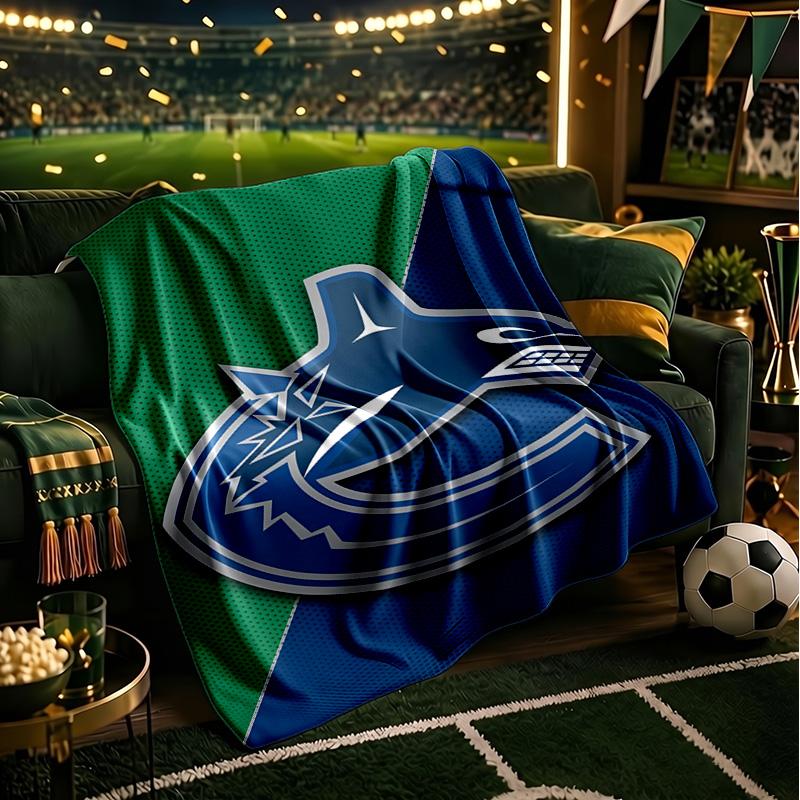Hockey Team Vancouver-Canucks Throws Blanket Flannel Blankets Plush for Couch Bed Gifts for Men Women Travel picnic blanket Christmas fan gifts