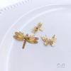 Copper-Plated 14K Gold Butterfly Dragonfly Zircon Pendant for DIY Jewelry & Hairpin Charms