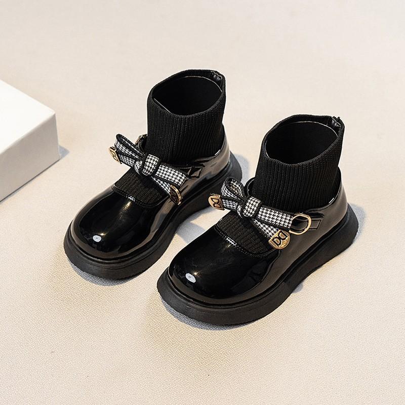 Короткие ботинки для девочек, новая коллекция осень/зима, детские ботинки Martin, стильные носки для девочек, кожаные ботинки принцессы