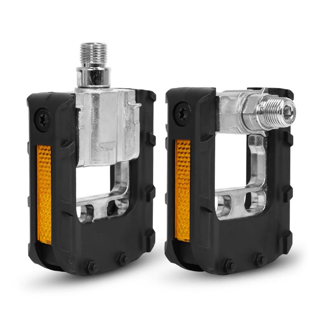Folding Bike Pedals Non-Slip Mountain Bike Pedals with Reflective Strips Aluminum Alloy Wide Flat Cycling Pedals
