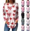 Women's Loose Casual Bow Printed Round Neck Long Sleeved T Shirt Top Pullover Long Sleeved Sweatshirt