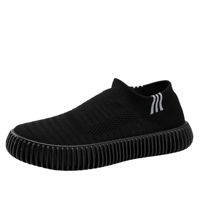 Spring New Black Versatile Sneakers 2025 Youth Trend Fashion Flying Weaving Casual One-Pedal Sneakers Men's Shoes